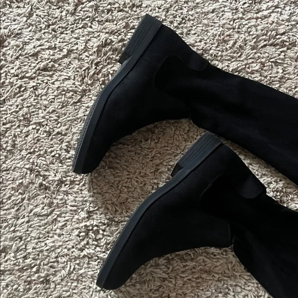 Black Microsuede Over-the-Knee Boots - Picture 4 of 6